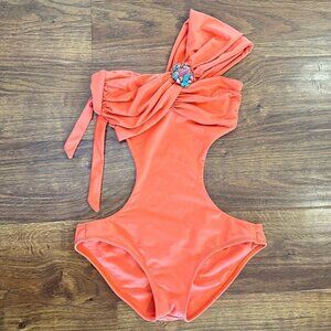 anemone beaded encrusted one piece swimsuit